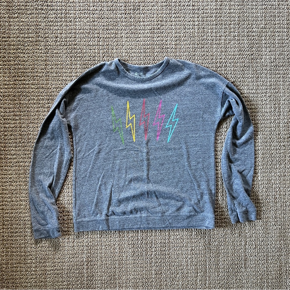 The Original Retro Brand Long Sleeve Shirt with Lighting Bolts (Med)